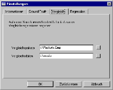 Einstellungen Vergleichsdaten